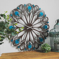 Годинник Настінний 50см х 50см Glozis Peacock Feather B-015