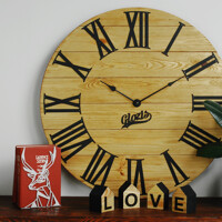 Дерев'яний Настінний Годинник 60см х 60см Glozis Kansas Gold A-052