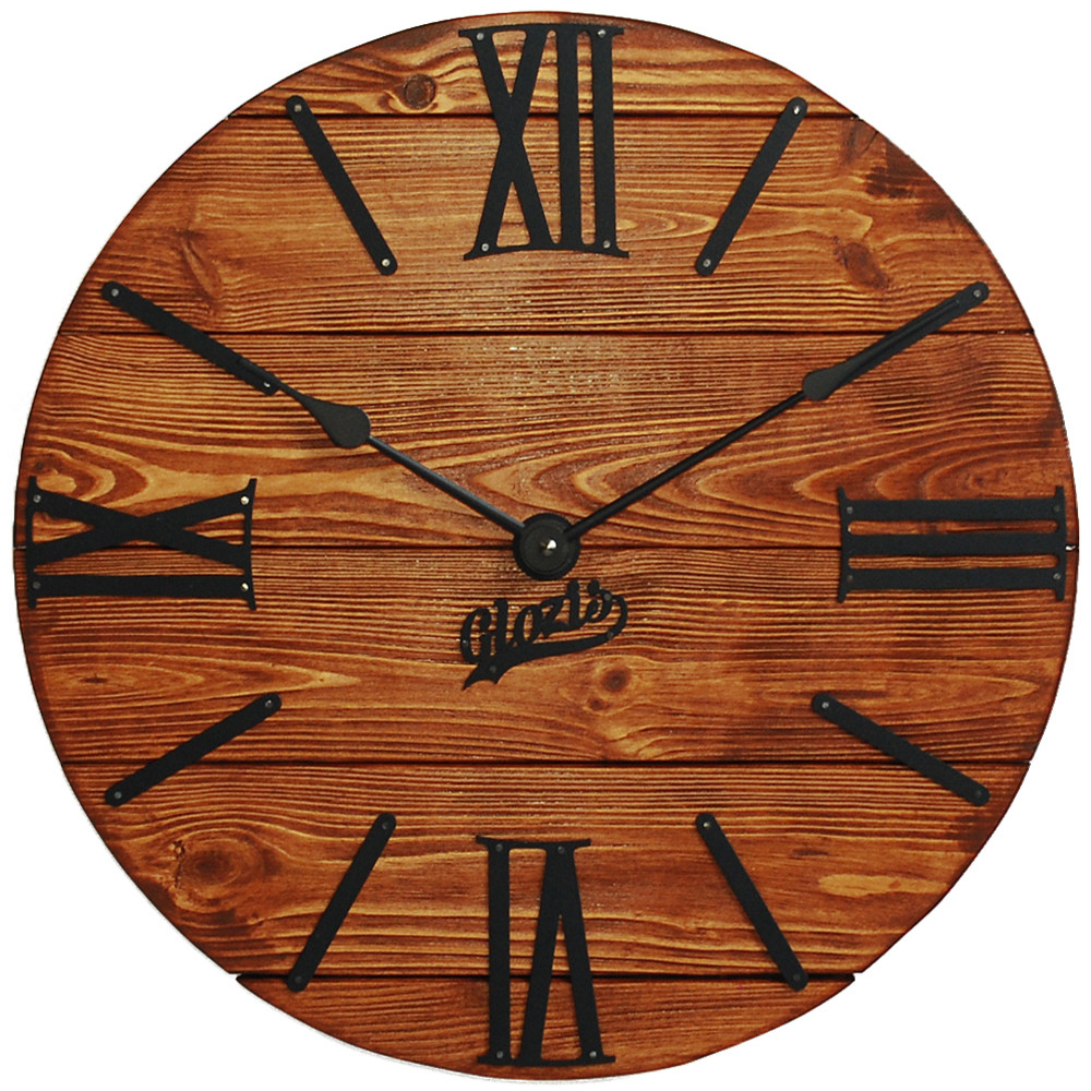 Дерев'яний Настінний Годинник 40см х 40см Glozis Nevada Rust A-055