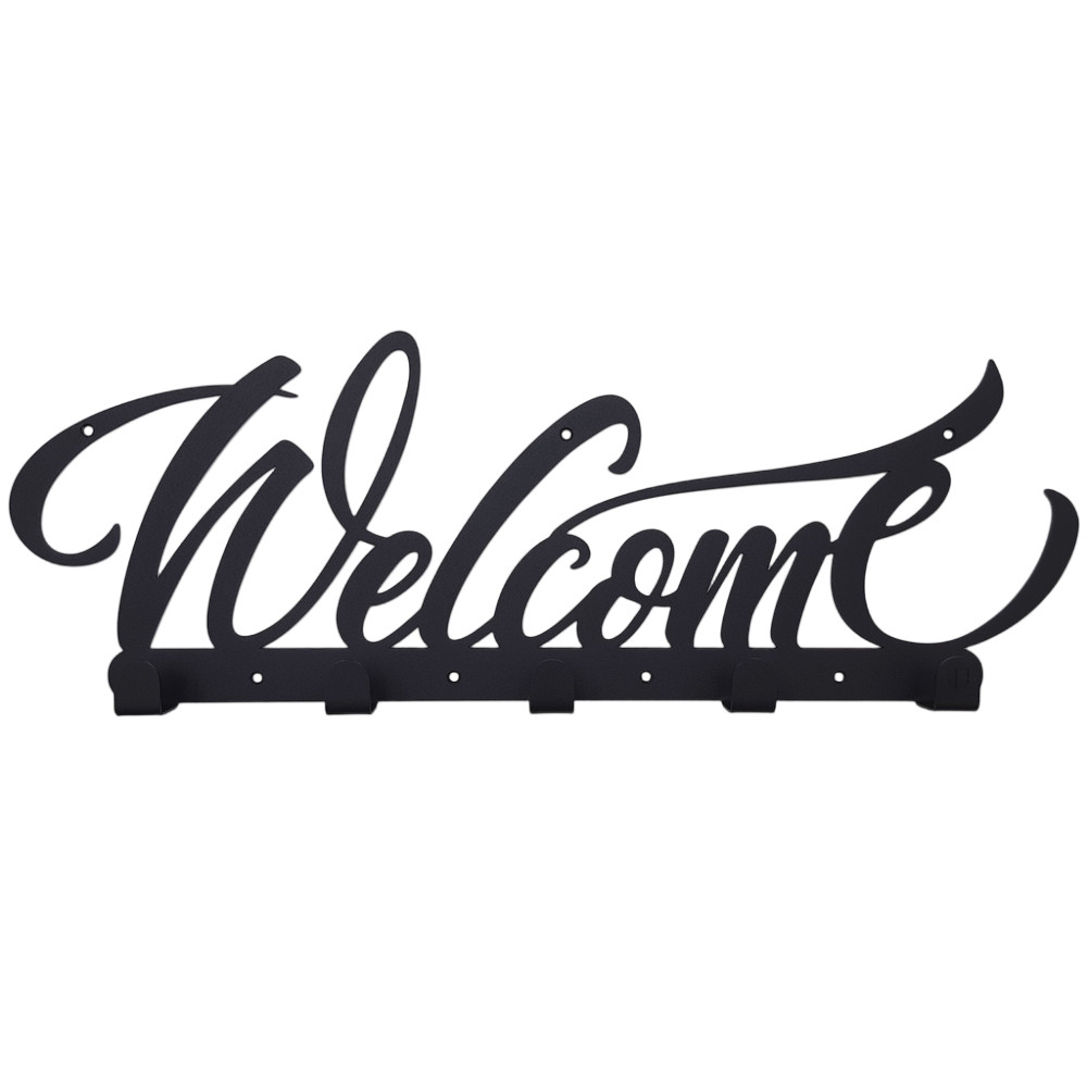 Вішалка Настінна 50см х 18см Glozis Welcome Black H-078