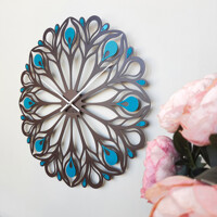 Годинник Настінний 50см х 50см Glozis Peacock Feather B-015