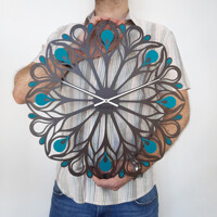 Годинник Настінний 50см х 50см Glozis Peacock Feather B-015