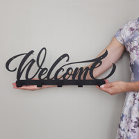 Вішалка Настінна 50см х 18см Glozis Welcome Black H-078