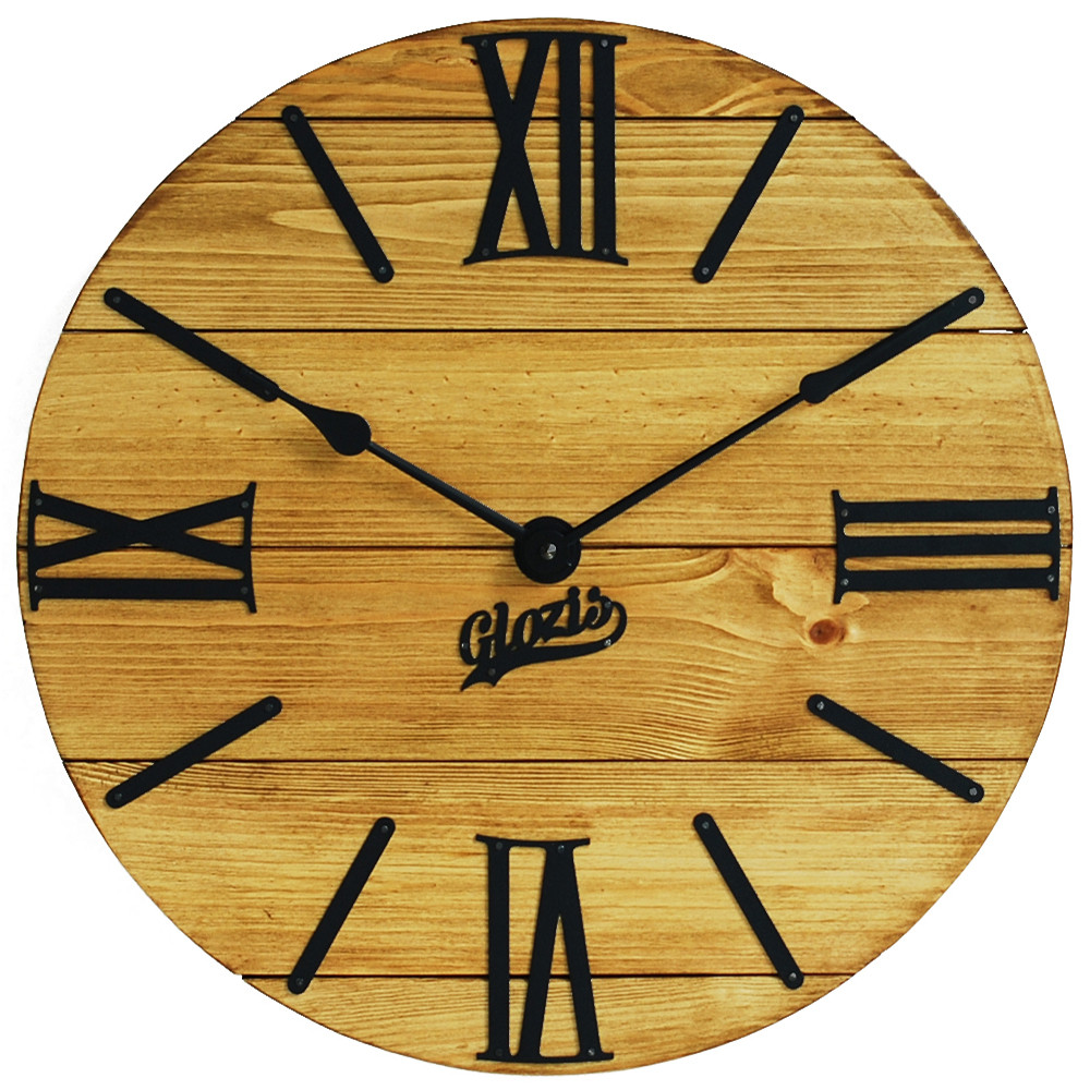Дерев'яний Настінний Годинник 40см х 40см Glozis Nevada Gold A-056