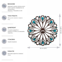 Годинник Настінний 50см х 50см Glozis Peacock Feather B-015