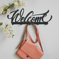 Вішалка Настінна 50см х 18см Glozis Welcome Black H-078