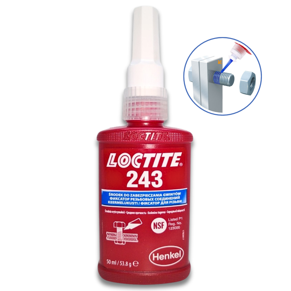 Фіксатор різьби синій Loctite 243 50мл розбірний середньої міцності анаеробний герметик клей ущільнювач різьбовий універсальний рідкий