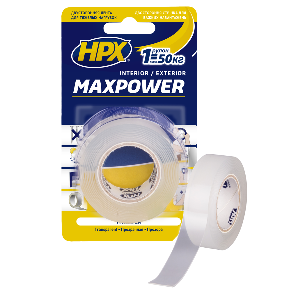 Двостороння стрічка MAXPOWER 19мм x 2м прозора