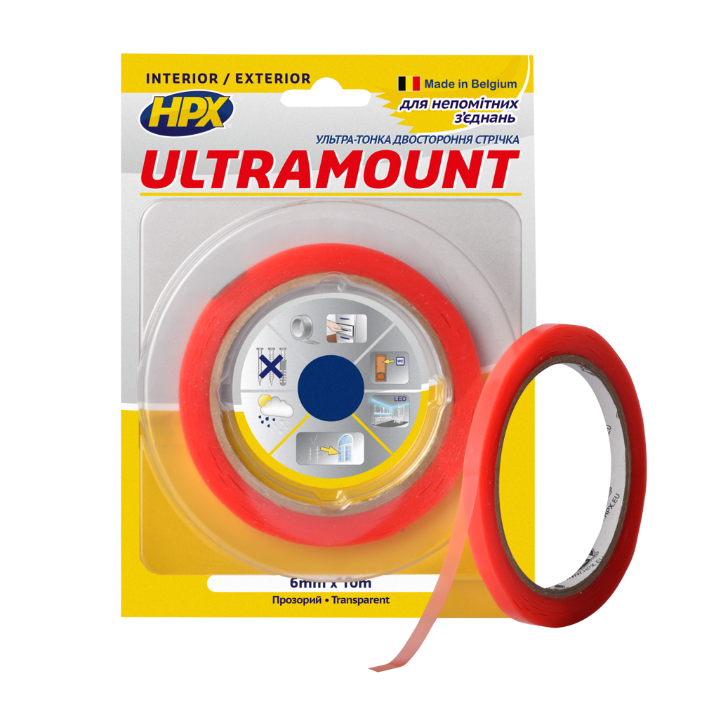 Двостороння стрічка ULTRA MOUNT 6мм x 10м прозора