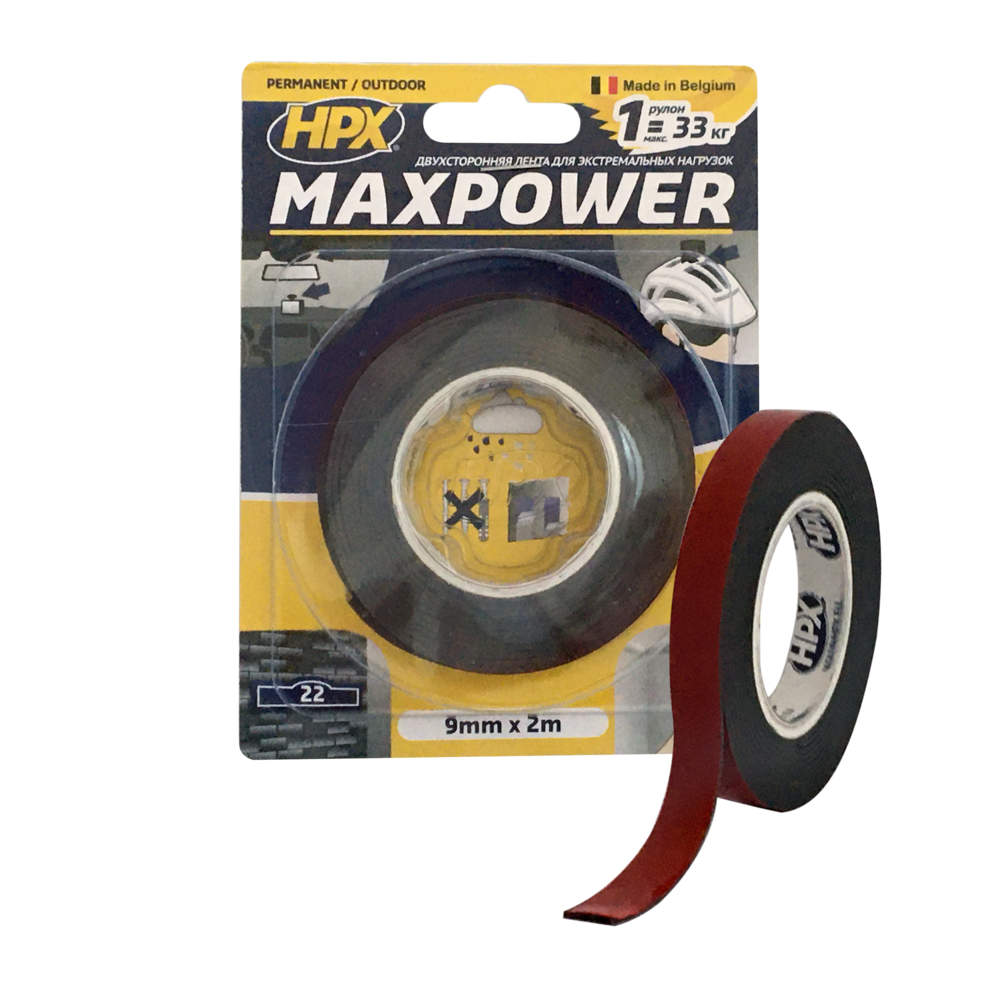 Двостороння стрічка MAXPOWER OUTDOOR 9мм х 2м чорна