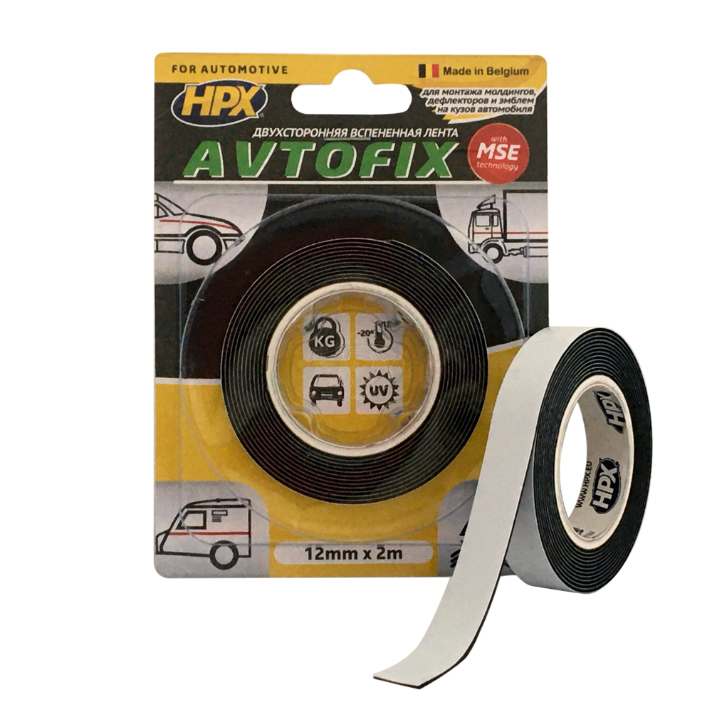 Двостороння стрічка AUTOFIX MSE 12мм x 2м чорна