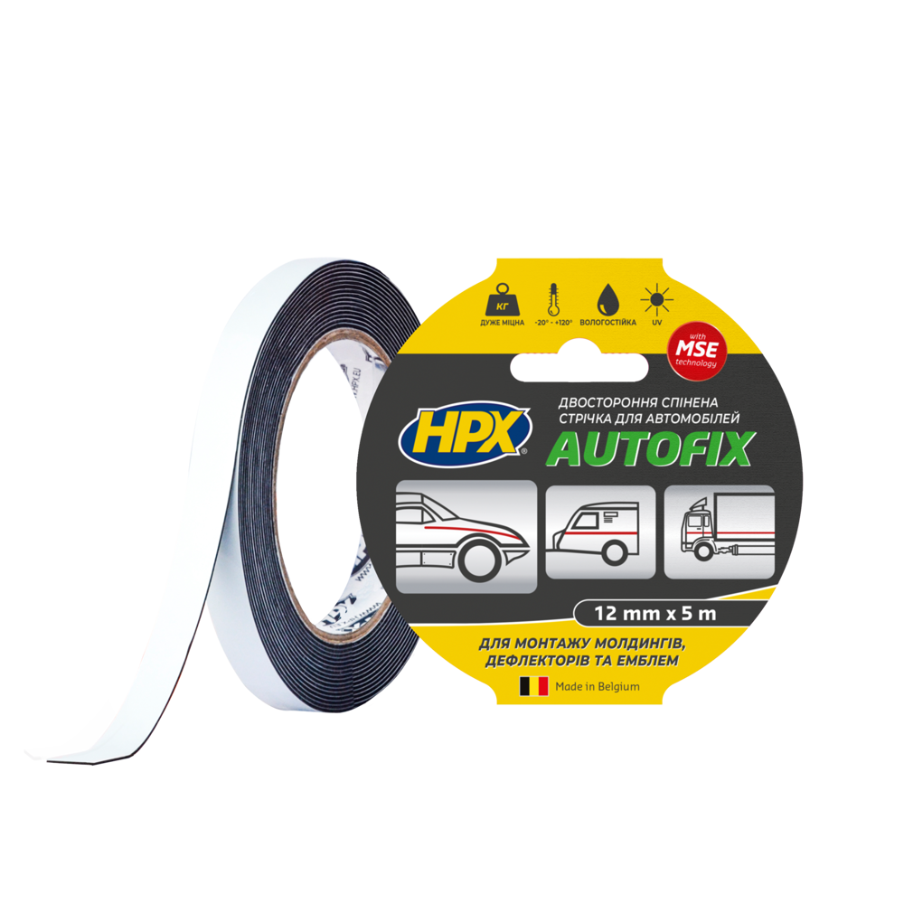 Двостороння стрічка AUTOFIX MSE 12мм x 5м чорна