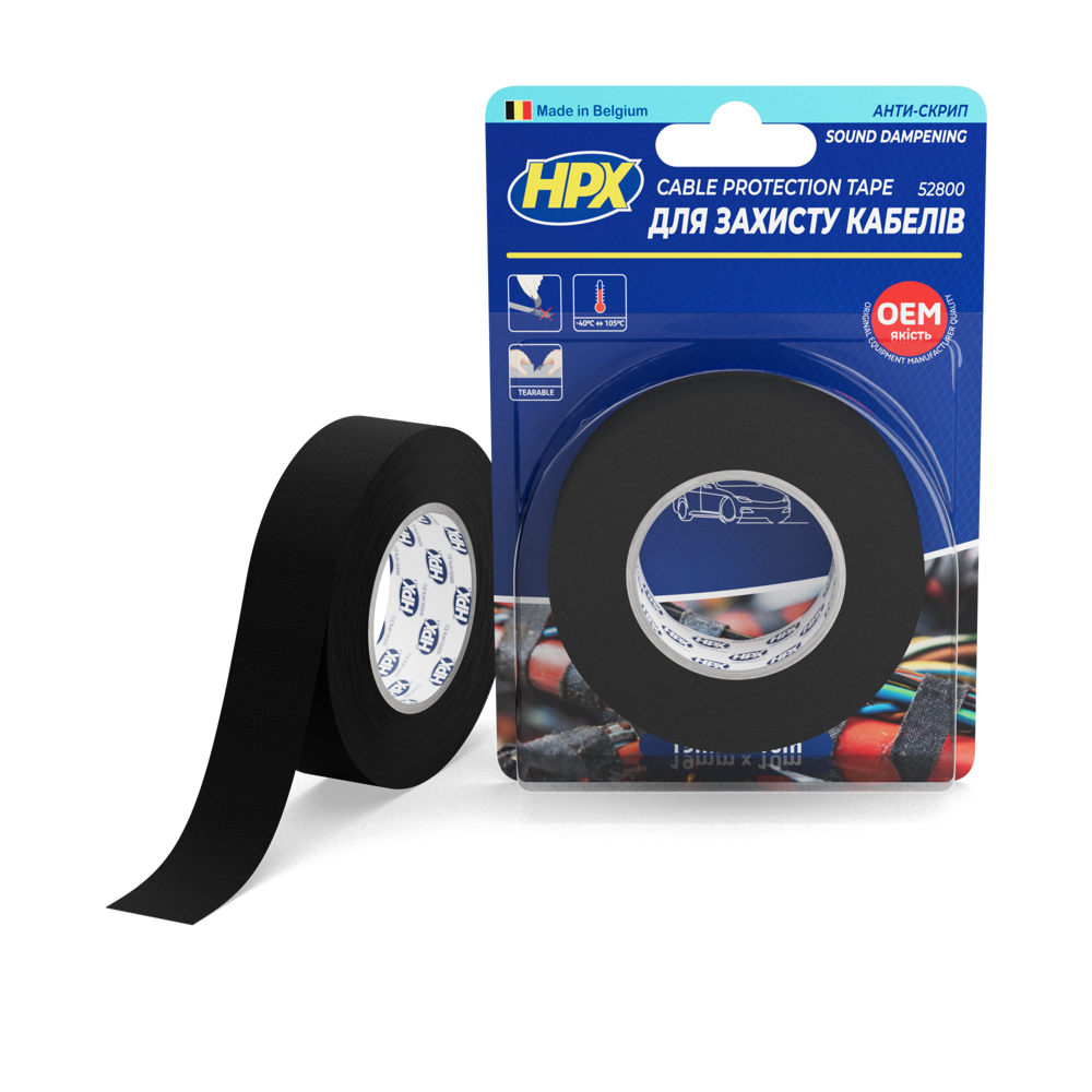Ізострічка Стрічка для захисту кабелів, антискрип 19мм x 10м чорна