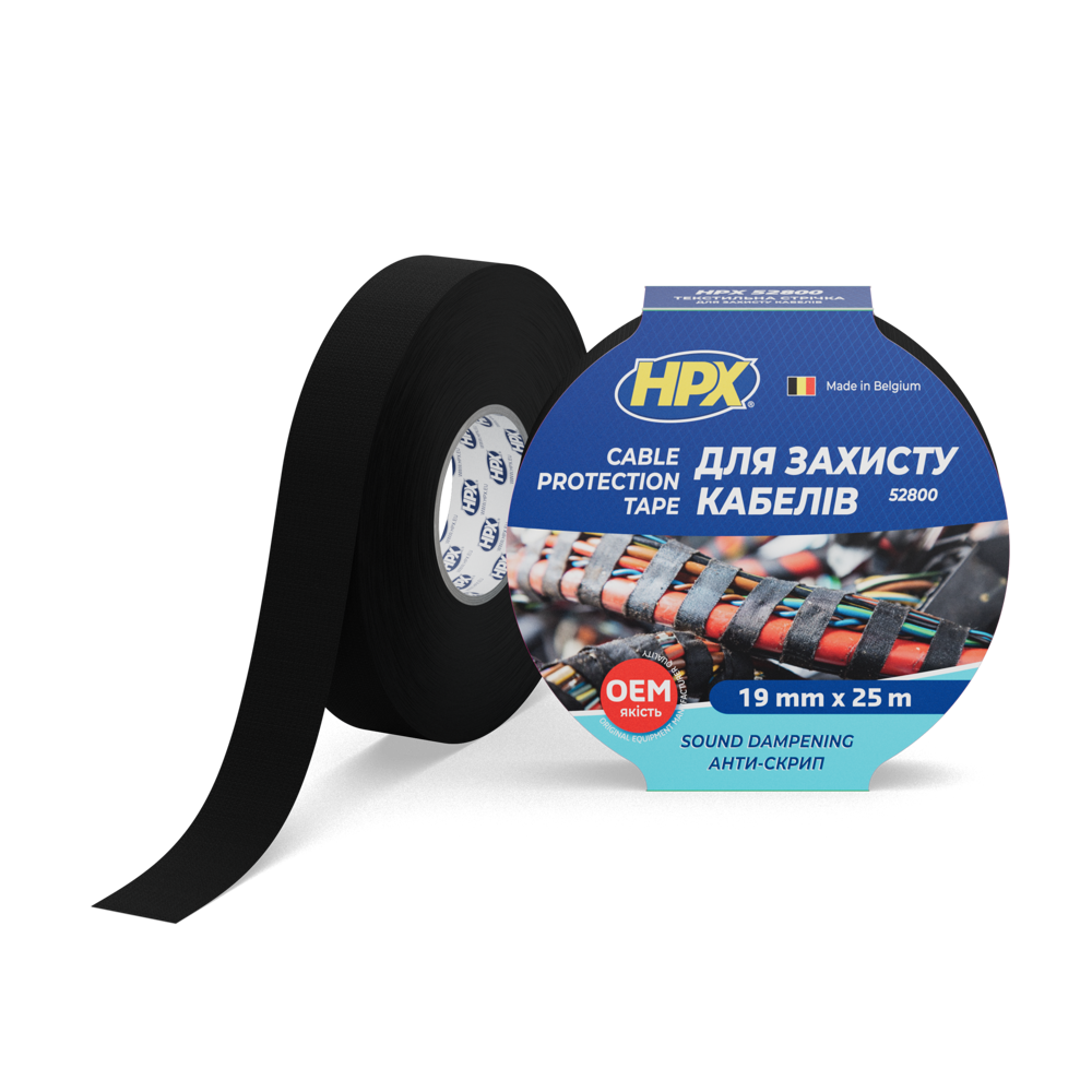 Ізострічка Стрічка для захисту кабелів, антискрип 19мм x 25м чорна