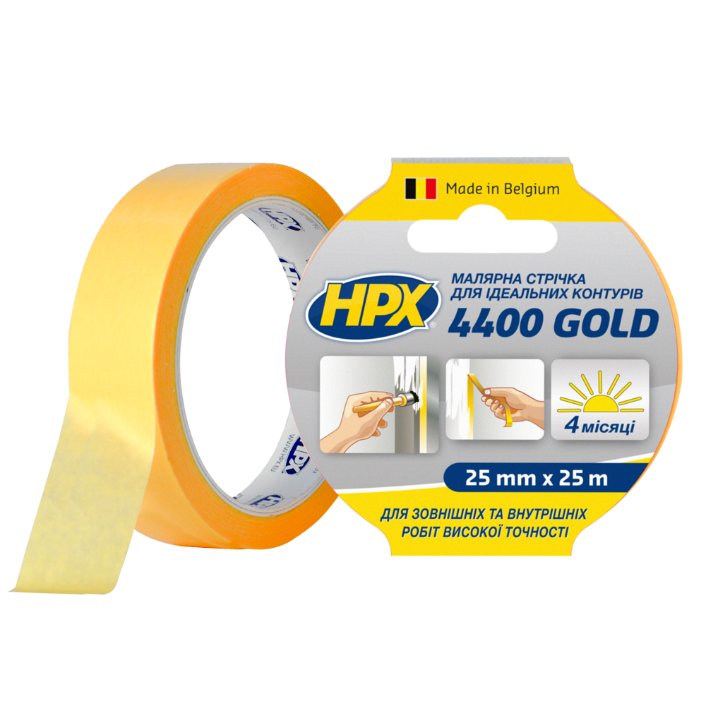 Малярська стрічка HPX 4400 Gold 25мм x 25м жовта