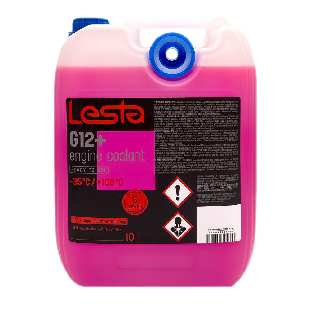 Антифриз готовий -35°С Lesta G12+ червоний 10 л