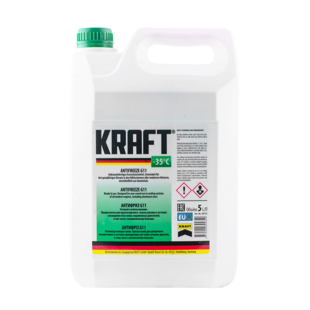 Антифриз G11 Green -35 KRAFT (5l) (зелений) (KF121)